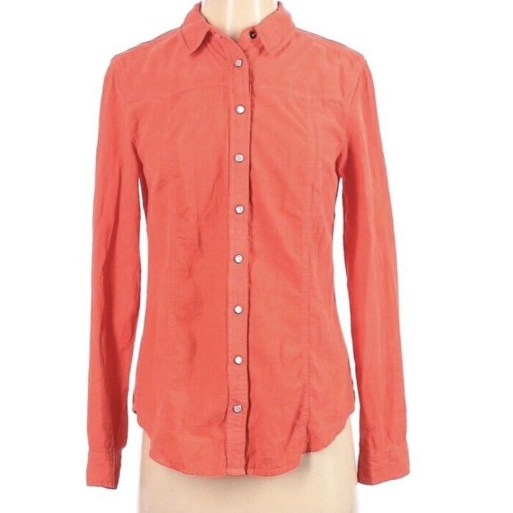 Holding Horses Anthropologie Corduroy Shirt Top Size 2 XS New NWT Coral Western - Picture 2 of 3